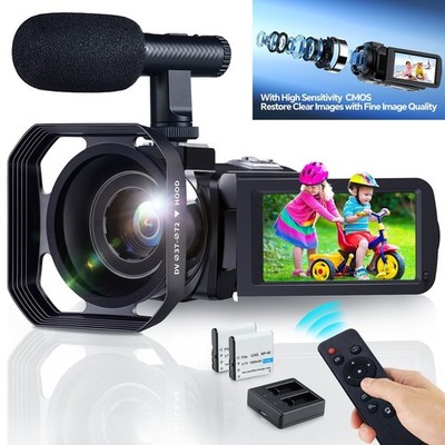4K Video Camera Camcorder 48MP UHD LED YouTube Camera WiFi with Mic & Remote