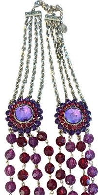 Purple Red HOLIDAY NECKLACE 4 Strand Faceted Beads Robert Rose Gold Tone 23''