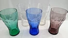 Set of (5) Vintage Libbey Coca Cola Coke Glasses  Turquoise Cobalt Blue Purple