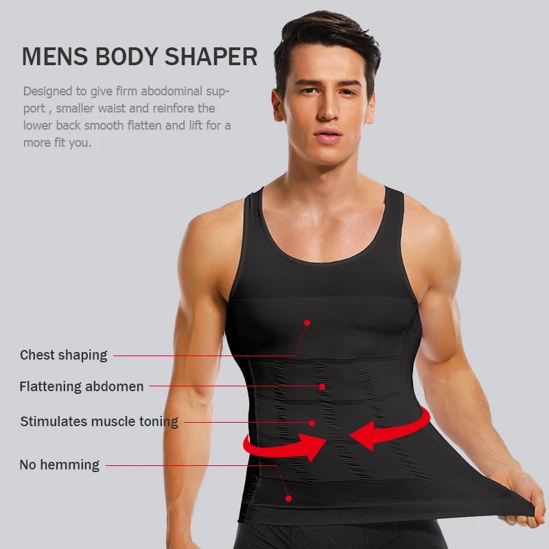 3 PACK Body Shaper Top Tank for Men Chest Compression Shirt Slim Shapertop Tank - Image 3 of 4