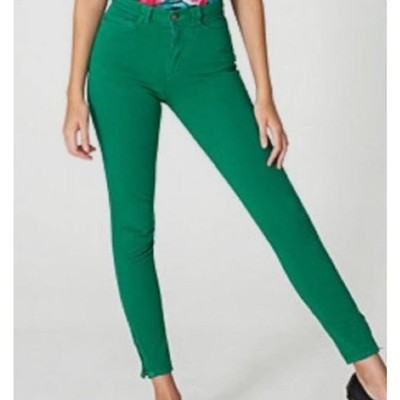 American Apparel Hi Waist Super Skinny Jeans in Kelly Green Sz 24/25 Made in USA