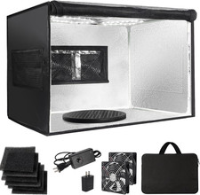 Airbrush Spray Booth Portabe - with LED Lights Turntable Dual Exhaust Fans F