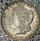 1886O Toned Morgan Silver Dollar Uncertified About Uncirculated Plus Condition