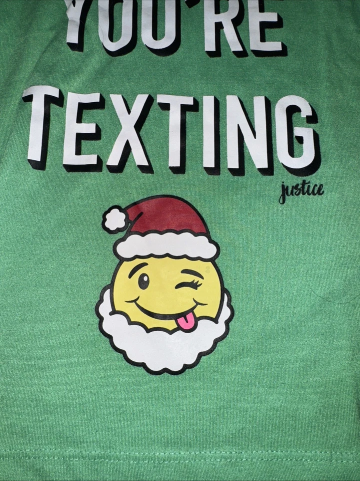 Justice Christmas pajamas he sees you when you’re texting size 12 - Image 2 of 4