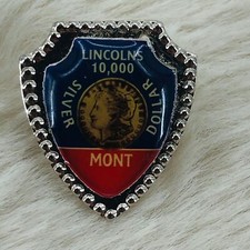 Vtg Lincolns $10,000 Silver Dollar Bar Montana Souvenir Lapel Pin