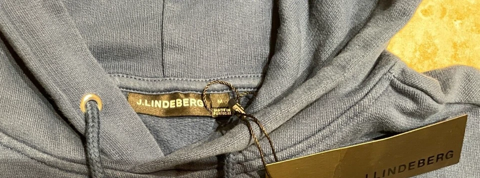 J. Lindeberg Men's Throw Patch Hoodie FMJS07361 Navy Medium New With Tags — 第 4/4 张图片
