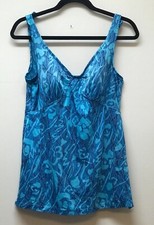 Maxine of Hollywood Vintage One Piece Swimsuit Women's 16 Floral Skirted Retro