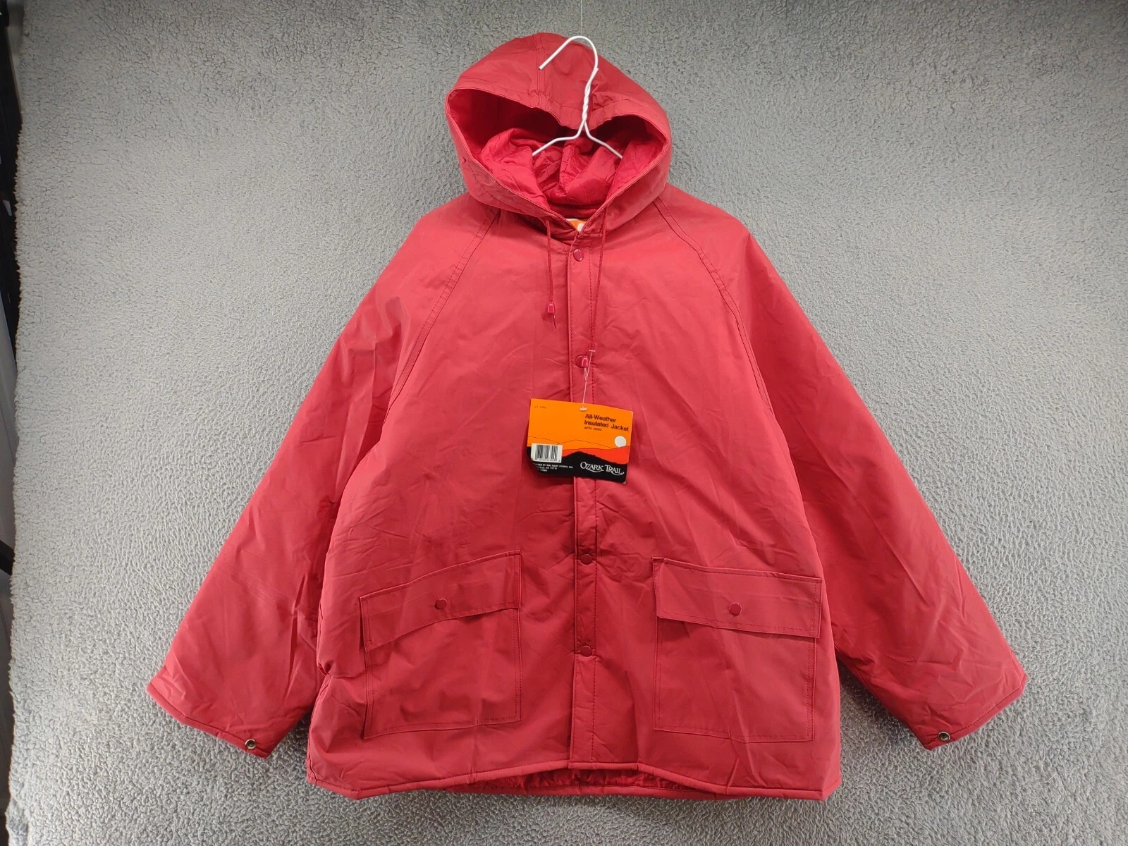 Vintage Snap Up Red Ozark Trail Insulated Hooded Raincoat Jacket in Size XL NEW