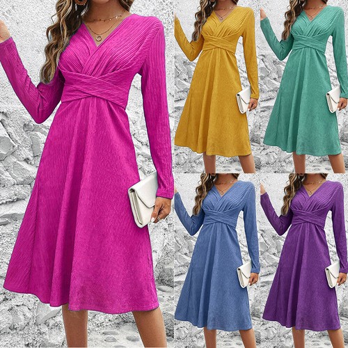Plus Size Long Sleeve Casual Skater Dresses for Women for sale