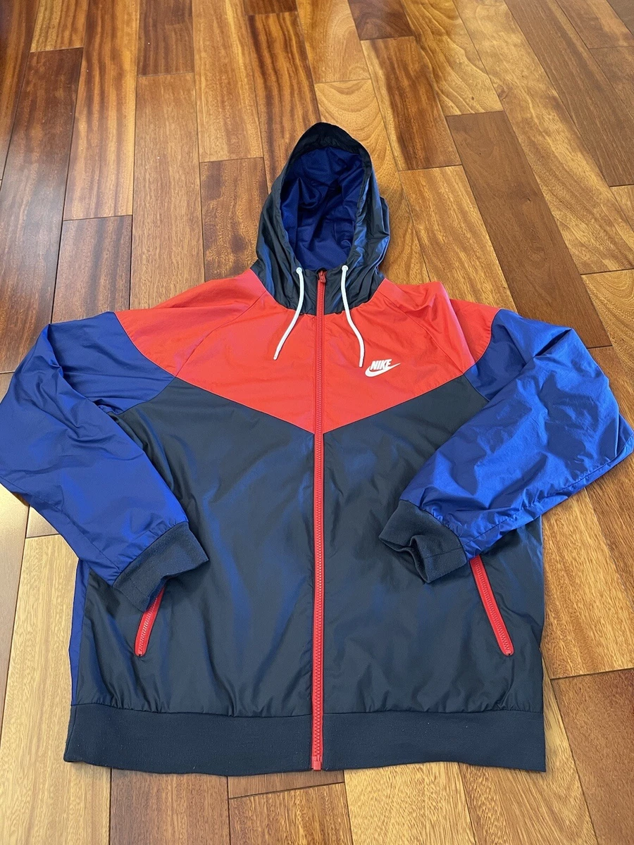 Nike Sportswear Windrunner Jacket Men Size Large Lined 727324-452 Red White  Blue