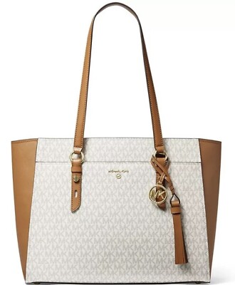 Michael Kors Women's Nomad Large Multi Function Top Zip Tote Vanilla/Acorn