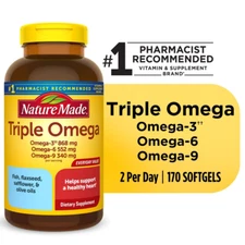 Triple Omega 3 6 9 Softgels, Dietary Supplement, 170 Count