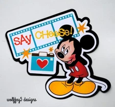 DISNEY SAY CHEESE MICKEY KID  premade paper piecing scrapbook diecut piece 3D