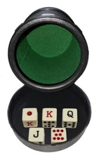 Dice Cup Green Felt Lining Removable Lid + Spanish Poker Dice New Other