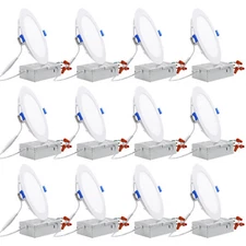 12/24/48-PACK 6 Inch LED Recessed Lighting with Junction Box, 5000K Daylight