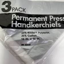 Stafford 3 King Size Permanent Press Handkerchiefs Solid White NEW