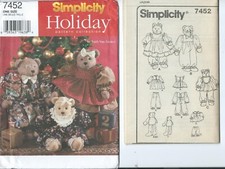 S 7452 sewing pattern 18 & 22 Stuffed BEAR FA...