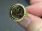 14K Yellow Gold Plated CHINESE PANDA BEAR COIN Beauty Vintage Wedding Ring