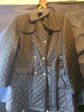 Vince Camuto  Womens Quilted Belted Jacket Black Uk Xl  Pink Detailed Inner 