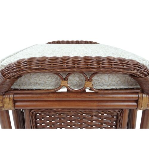 Alexa Ottoman Dark Walnut with Cushion Natural Rattan Wicker Handmade Design - Picture 4 of 8