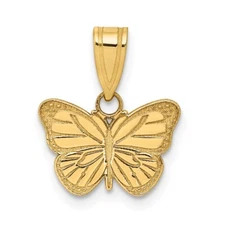14k Yellow Gold Laser Cut Butterfly Charm Pendant Perfect Gift for Her