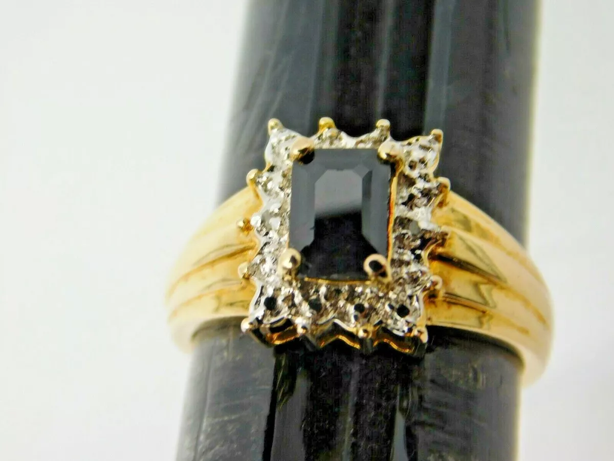 Gold Plated Sterling Silver Dark Topaz Ring with CZ Accents Signed