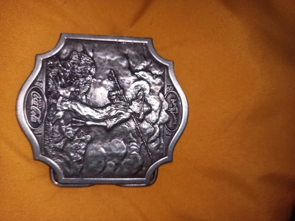 1976 Boy & Dog Going Fishing Coca Cola Belt Buckle By BERGAMOT Brass Works - Image 2 of 3