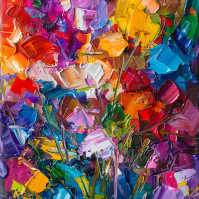 Colour Abstract Impressionism Luxury Canvas Wall Art Picture Print Colourful