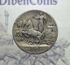 Regno - Vittorio Emanuele III - 2 Lire Quadriga Veloce 1908