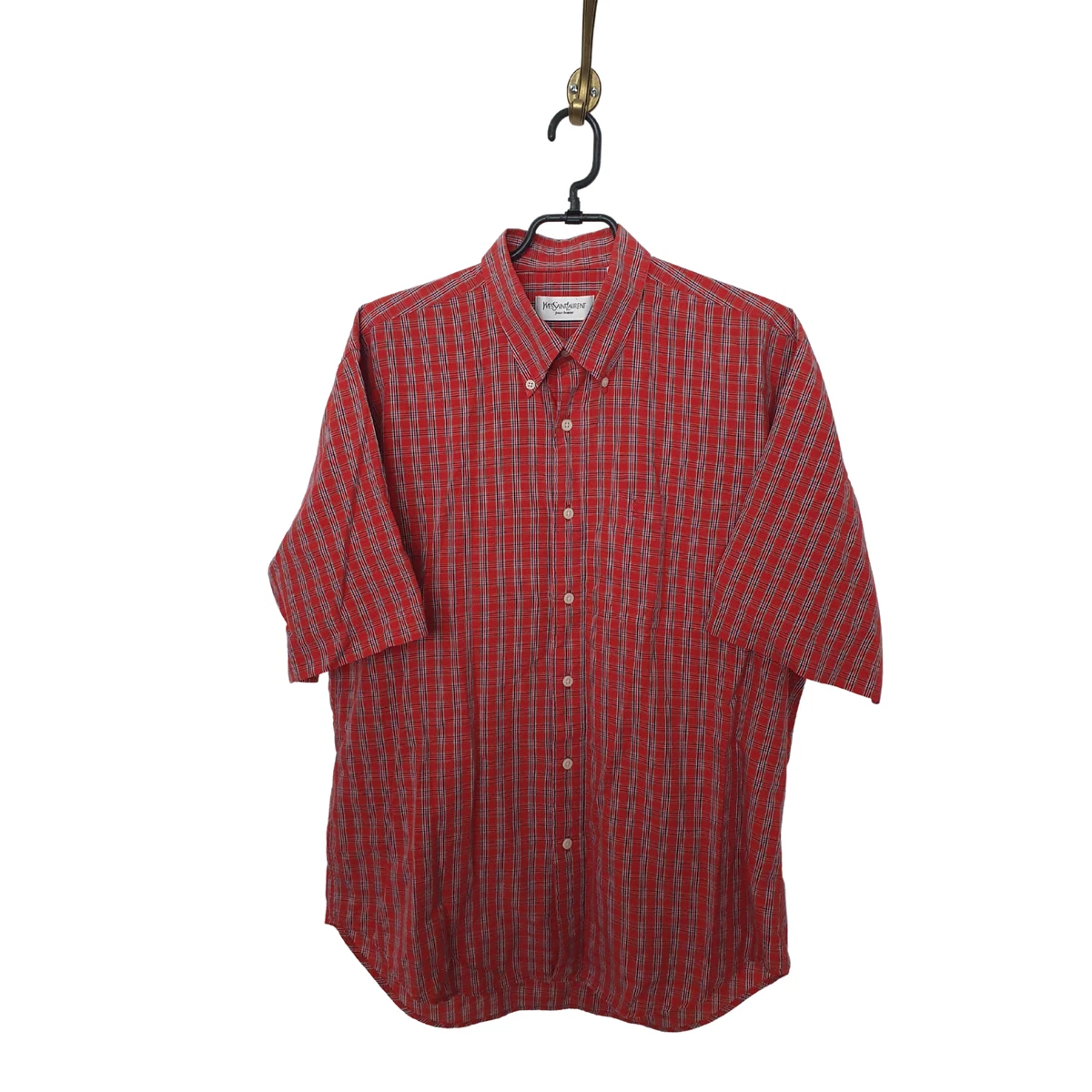 Vintage Yves Saint Laurent Pour Homme Red Short Sleeve Shirt Men
