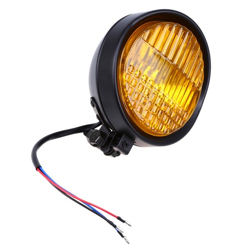 Motorcycle Black Headlight Universal Cruisers Choppers Cafe Racer Cruiser Light - Picture 5 of 12