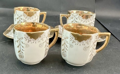 Vintage Deutsch Russisch Indien Gold Filigran Tee Kaffeetassen & Untertassen - Bild 2 von 11