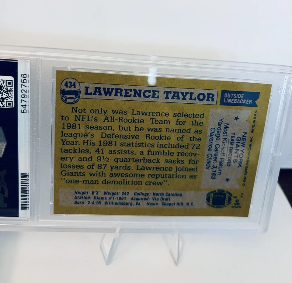 🔥 1982 Topps Lawrence Taylor #434 - NFC All-Pro - PSA 8 casi nuevo-como nuevo - New York Giants Foto 2 de 2