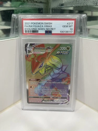 Rayquaza Vmax PSA 10 Rainbow Rare Evolving Skies 217/203 Secret Pokemon Card FA