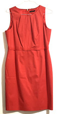 Elie Tahari Dress Women's Size 12 Coral Sleeveless Cotton Silk Cocktail Easter