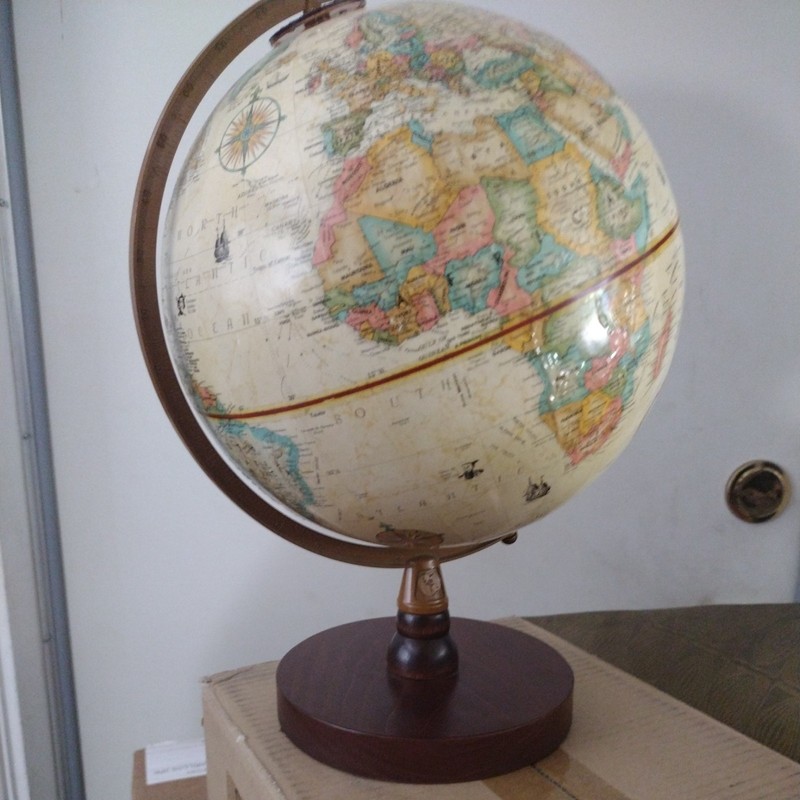 Replogle Raised Globe World Classic Series 9 in Diameter, Made in USA, Wood Base