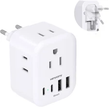 European Travel Plug Adapter, HANYCONY Foldable International Power Adapter,... 