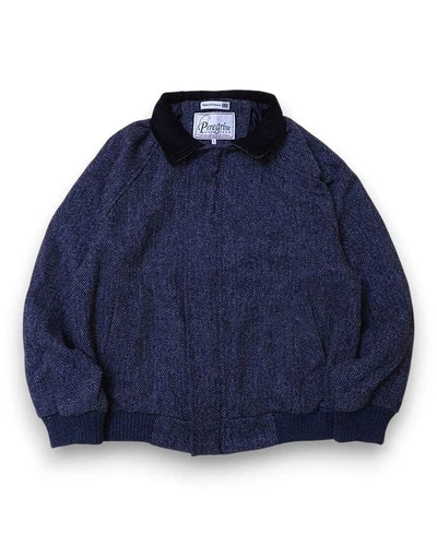 Harris Tweed Herringbone Wool Jacket Mens L Multicolor Vintage Blouson Tailored - product listing photo