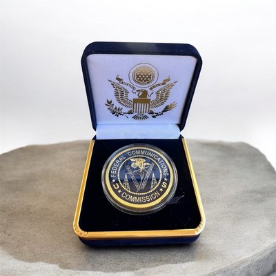 FEDERAL COMMUNICATIONS COMMISSION (FCC) Challenge Coin in Velvet Case ·IN STOCK·