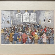 TM McGrath 1986 The Jumble Sale Framed Watercolour Believed Original Signed