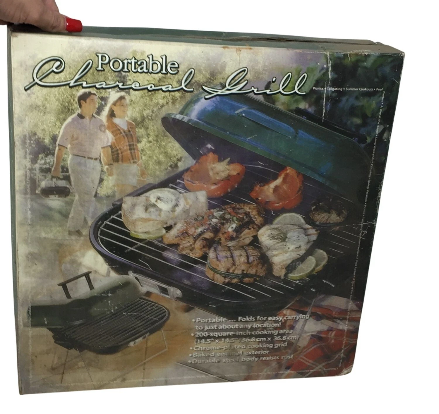 Green & Silver Portable Charcoal Grill
