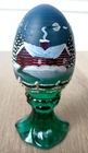FENTON HAND PAINTED GLASS PEDESTAL EGG 1216 VERMONT SKY S DAVIS LIMITED