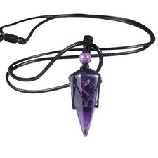 Hexagonal Crystal Point Pendant Necklace Handmade 6 Faceted Healing Amulet