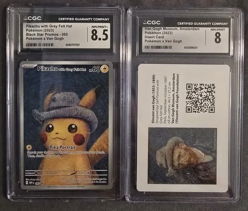 Pikachu with Grey Felt Hat Van Gogh Promo SVP 085 Pokemon NM CGC 8.5  8.0 Insert