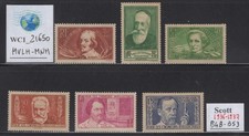 WC1_21650. FRANCE. 1936-1937 FAMOUS FRENCH set. Scott B48-B53. MH-MNH w. toning