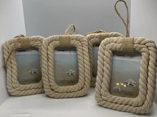 Set of 4 Sonoma Nautical Rope Photo Frames 3x4 Coastal Beach Lake Decor
