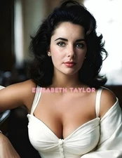 ELIZABETH TAYLOR #102 BEAUTIFUL COLORIZED  PHOTO 11 X 8.5 SHIPS FREE