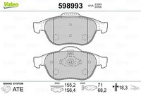 Valeo 598993 Bremsbelagsatz, Scheibenbremse Vorne FüR Renault