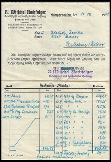 Sangerhausen 1948 Rechnung Getreide u. Kartoffeln (Fa. R. Witschel)