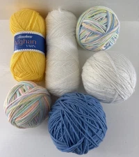 Lot Of 6 Balls/Skeins Yarn Acrylic Various Brands And Colors